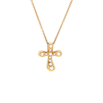 Tiffany & Co. Elsa Peretti Cross Pendant Necklace 18K Yellow Gold with Diamonds Small