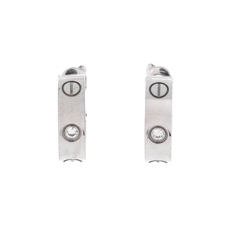 Cartier Love 2 Diamond Hoop Earrings 18K White Gold with Diamonds 5.5mm