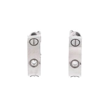 Cartier Love 2 Diamond Hoop Earrings 18K White Gold with Diamonds 5.5mm