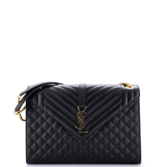 Saint Laurent Classic Monogram Envelope Satchel Mixed Matelasse Leather Large