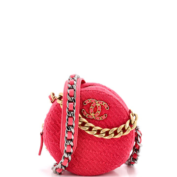 Chanel 19 Round Clutch with Chain Quilted Tweed