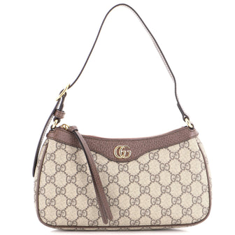 Gucci Ophidia Zip Pochette Shoulder Bag GG Coated Canvas with Leather Small