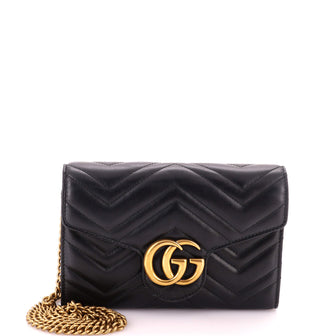 Gucci GG Marmont Chain Wallet Matelasse Leather Mini