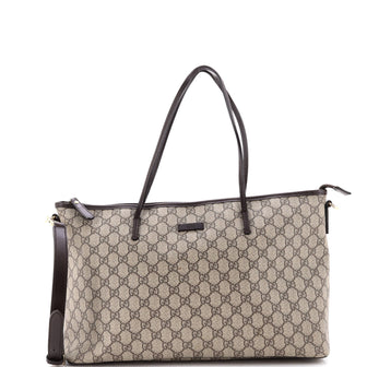 Gucci Convertible Zip Tote GG Coated Canvas with Leather Large