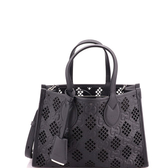Gucci Convertible Tote GG Debossed Laser Cut Leather Small