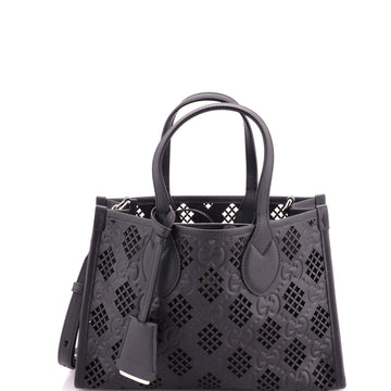 Gucci Convertible Tote GG Debossed Laser Cut Leather Small