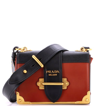 Prada Cahier Crossbody Bag Leather and Saffiano Leather Small