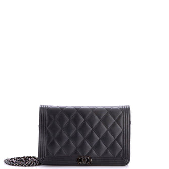 Chanel So Black Boy Wallet on Chain Quilted Caviar