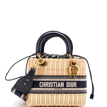 Christian Dior Lady Dior Bag Wicker and Oblique Canvas Medium