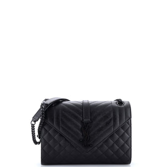 Saint Laurent Classic Monogram Envelope Satchel Mixed Matelasse Leather Medium