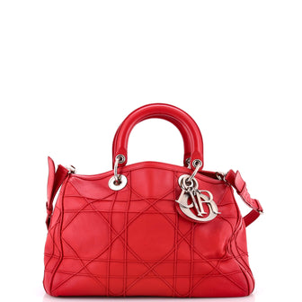 Christian Dior Granville Polochon Handbag Cannage Quilt Leather Medium