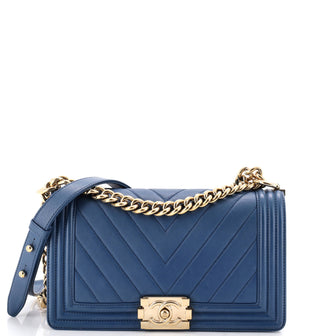 Chanel Boy Flap Bag Chevron Calfskin Old Medium