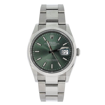 Rolex Oyster Perpetual Datejust Mint Green Automatic Watch Stainless Steel 36