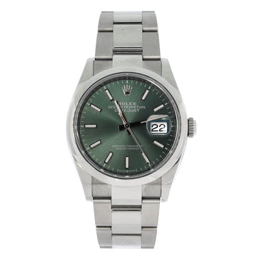 Rolex Oyster Perpetual Datejust Mint Green Automatic Watch Stainless Steel 36