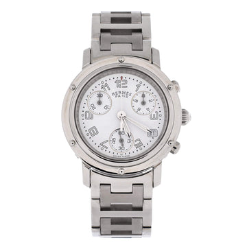 Hermes Clipper Chronograph Quartz Watch Stainless Steel 31