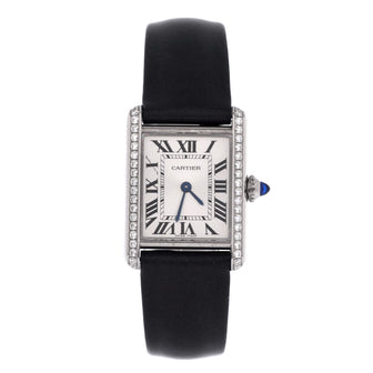 Cartier Must de Cartier Tank Quartz Watch Stainless Steel and Satin with Diamond Bezel 22