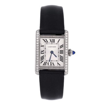 Cartier Must de Cartier Tank Quartz Watch Stainless Steel and Satin with Diamond Bezel 22