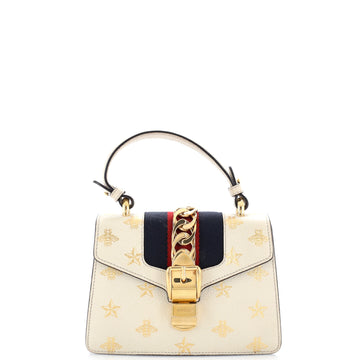 Gucci Sylvie Top Handle Bag Printed Leather Mini