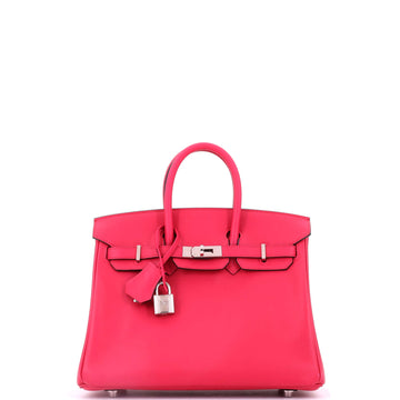Hermes Birkin Handbag Framboise Swift with Palladium Hardware 25