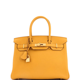 Hermes Birkin Handbag Jaune Ambre Togo with Gold Hardware 30