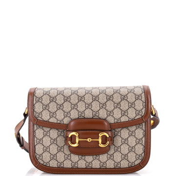 Gucci Horsebit 1955 Shoulder Bag GG Coated Canvas with Leather Small