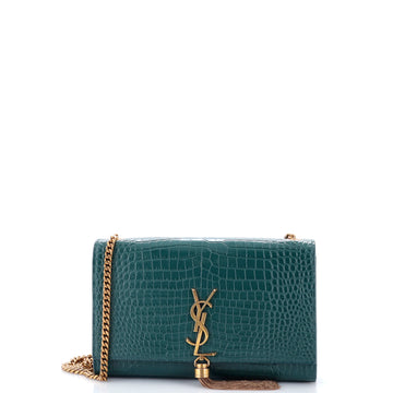 Saint Laurent Classic Monogram Tassel Crossbody Bag Crocodile Embossed Leather Medium
