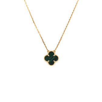 Van Cleef & Arpels Vintage Alhambra Pendant Necklace 18K Yellow Gold and Malachite