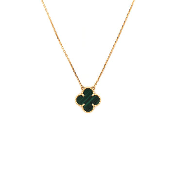 Van Cleef & Arpels Vintage Alhambra Pendant Necklace 18K Yellow Gold and Malachite