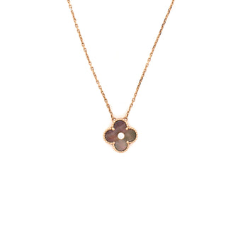 Van Cleef & Arpels Vintage Alhambra Pendant Necklace 18K Rose Gold and Mother of Pearl with Diamond