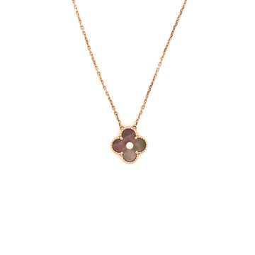 Van Cleef & Arpels Vintage Alhambra Pendant Necklace 18K Rose Gold and Mother of Pearl with Diamond