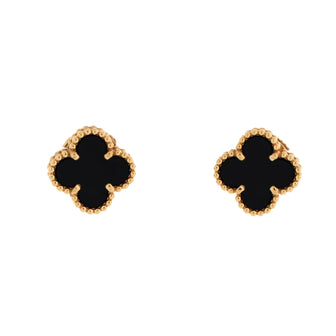 Van Cleef & Arpels Sweet Alhambra Stud Earrings 18K Yellow Gold and Onyx