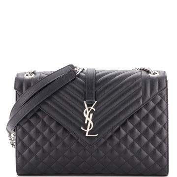 Saint Laurent Classic Monogram Envelope Satchel Mixed Matelasse Leather Large