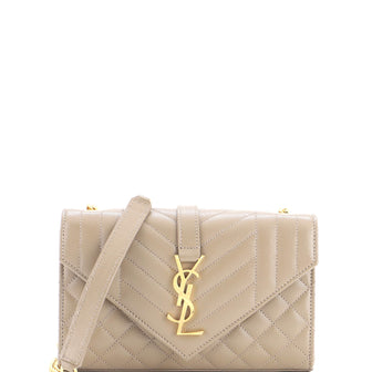 Saint Laurent Classic Monogram Envelope Satchel Mixed Matelasse Leather Small
