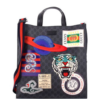 Gucci Courrier Convertible Soft Open Tote GG Coated Canvas with Applique North South