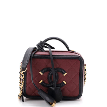 Chanel Filigree Vanity Case Quilted Caviar Small