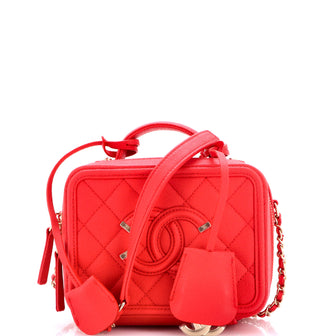 Chanel Filigree Vanity Case Quilted Caviar Small
