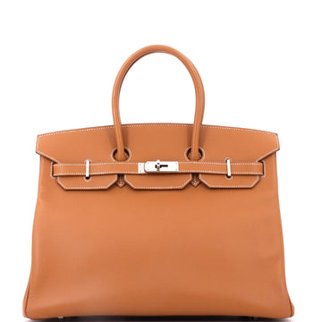 Hermes Birkin Handbag Gold Epsom with Palladium Hardware 35