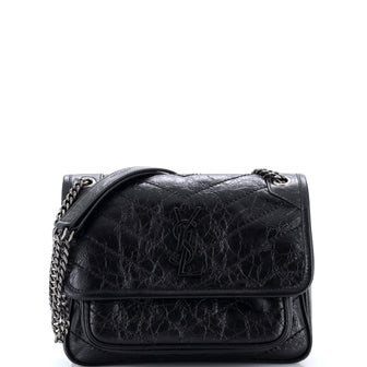 Saint Laurent Niki Chain Flap Bag Matelasse Chevron Leather Baby