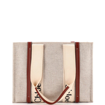 Chloe Woody Tote Canvas with Leather Medium