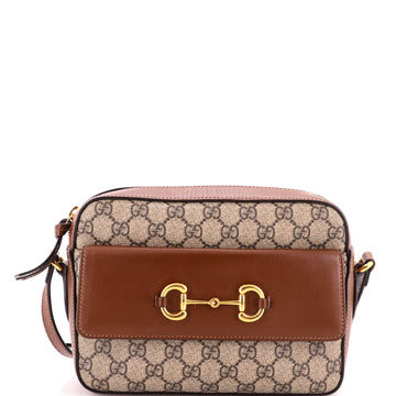 Gucci Horsebit 1955 Flap Pocket Camera Bag GG Coated Canvas and Leather Small