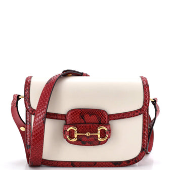 Gucci Horsebit 1955 Shoulder Bag Leather with Python Small