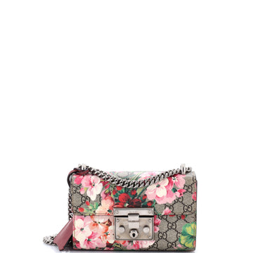 Gucci Padlock Shoulder Bag Blooms Print GG Coated Canvas Small