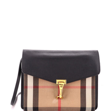Burberry Macken Crossbody Bag Leather and House Check Canvas Small