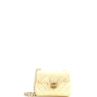 Chanel Vintage Square Classic Single Flap Bag Quilted Lambskin Mini