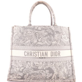 Christian Dior Book Tote Embroidered Canvas Large