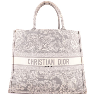 Christian Dior Book Tote Embroidered Canvas Large