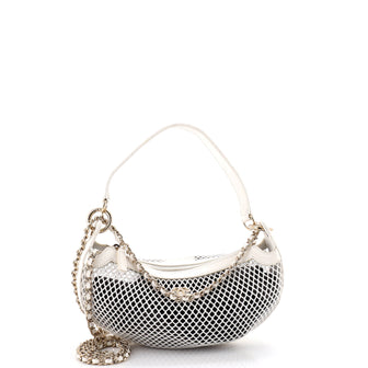 Chanel Half Moon Clutch with Chain Mesh with Quilted Lambskin
