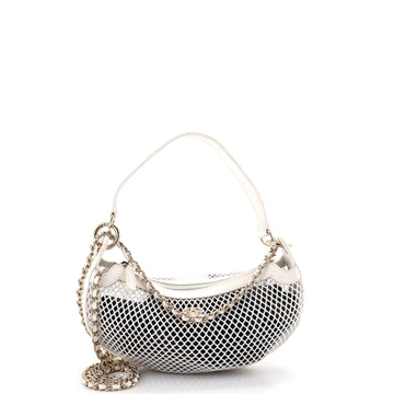 Chanel Half Moon Clutch with Chain Mesh with Quilted Lambskin