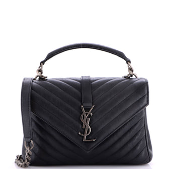 Saint Laurent Classic Monogram College Bag Matelasse Chevron Leather Medium
