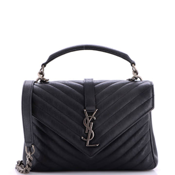 Saint Laurent Classic Monogram College Bag Matelasse Chevron Leather Medium